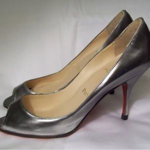 Christian Louboutin silver high heel shoes. Gorgeous! Size 7 / 37.5